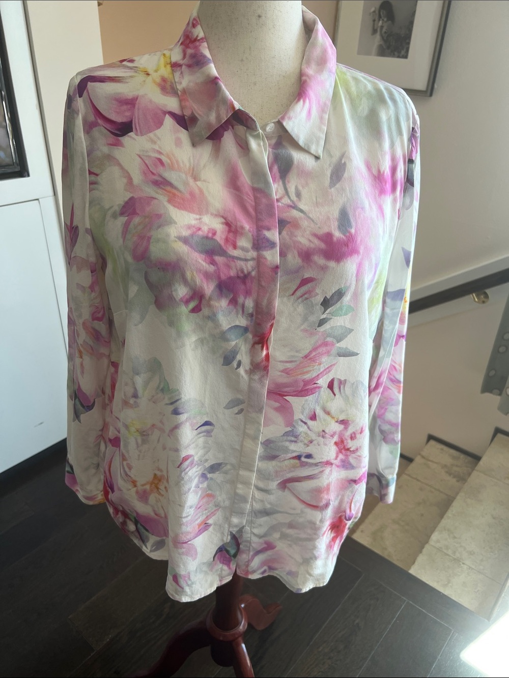Pure Collection Floral Button-Down Shirt - Pink, White, Green